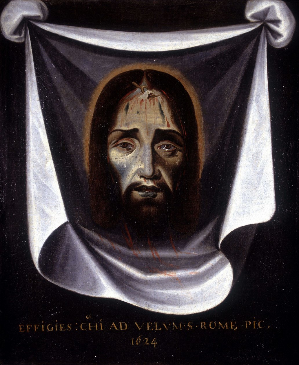 The effigy of Christ painted from the canvas preserved in the Church of St. Sylvestre in Rome by Unknown artist
