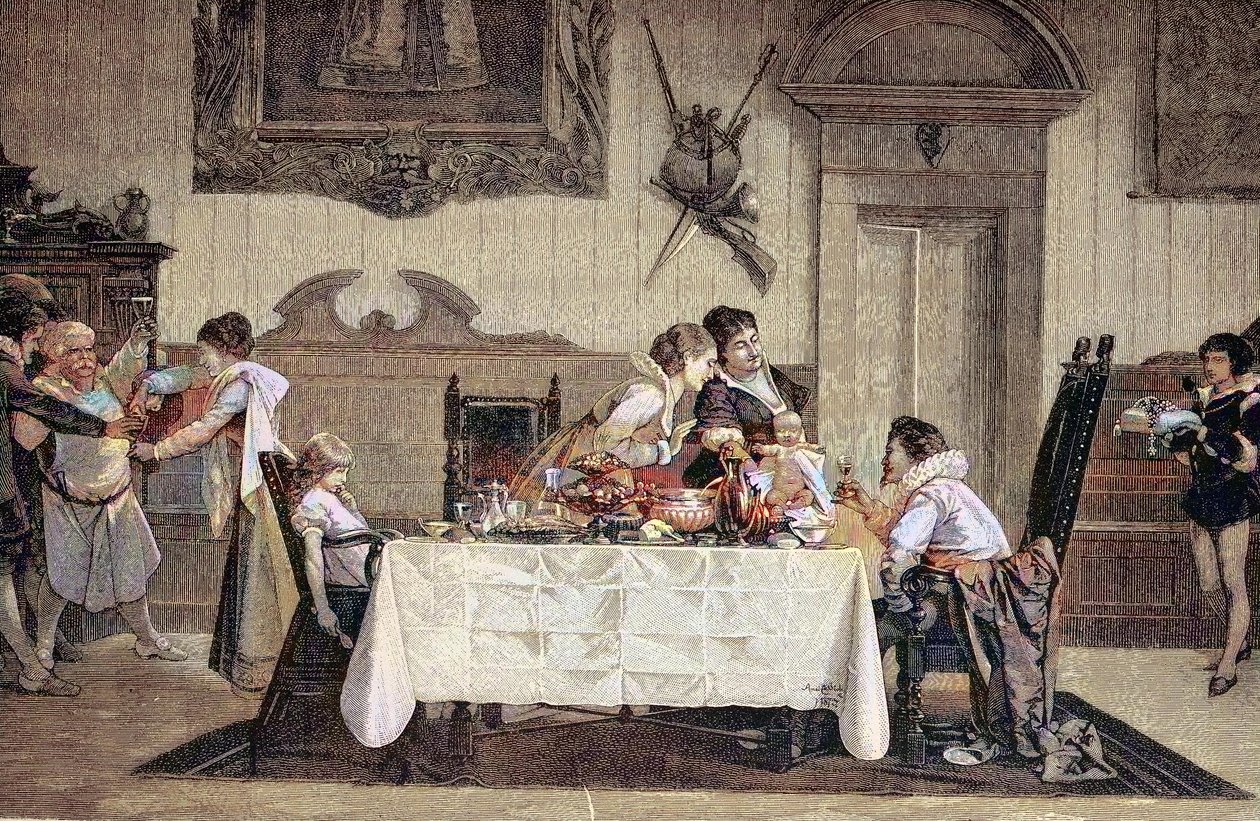 The First-born Male Offspring, the Midwife Shows the Newborn Son to the Other Family Members by Unknown artist