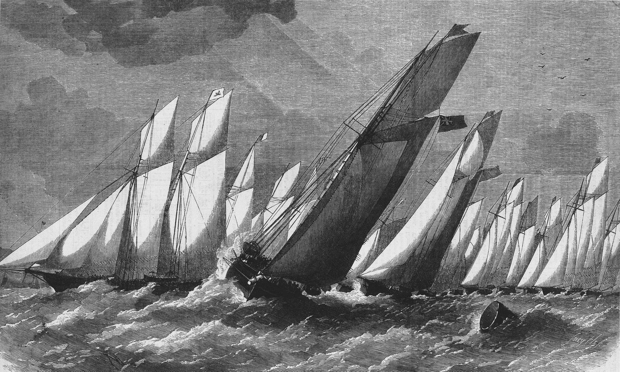 The Oceanic Race of the Royal Victoria Yacht Club in 1868 - Engraving, Bibl. des Arts Deco. by Unknown artist
