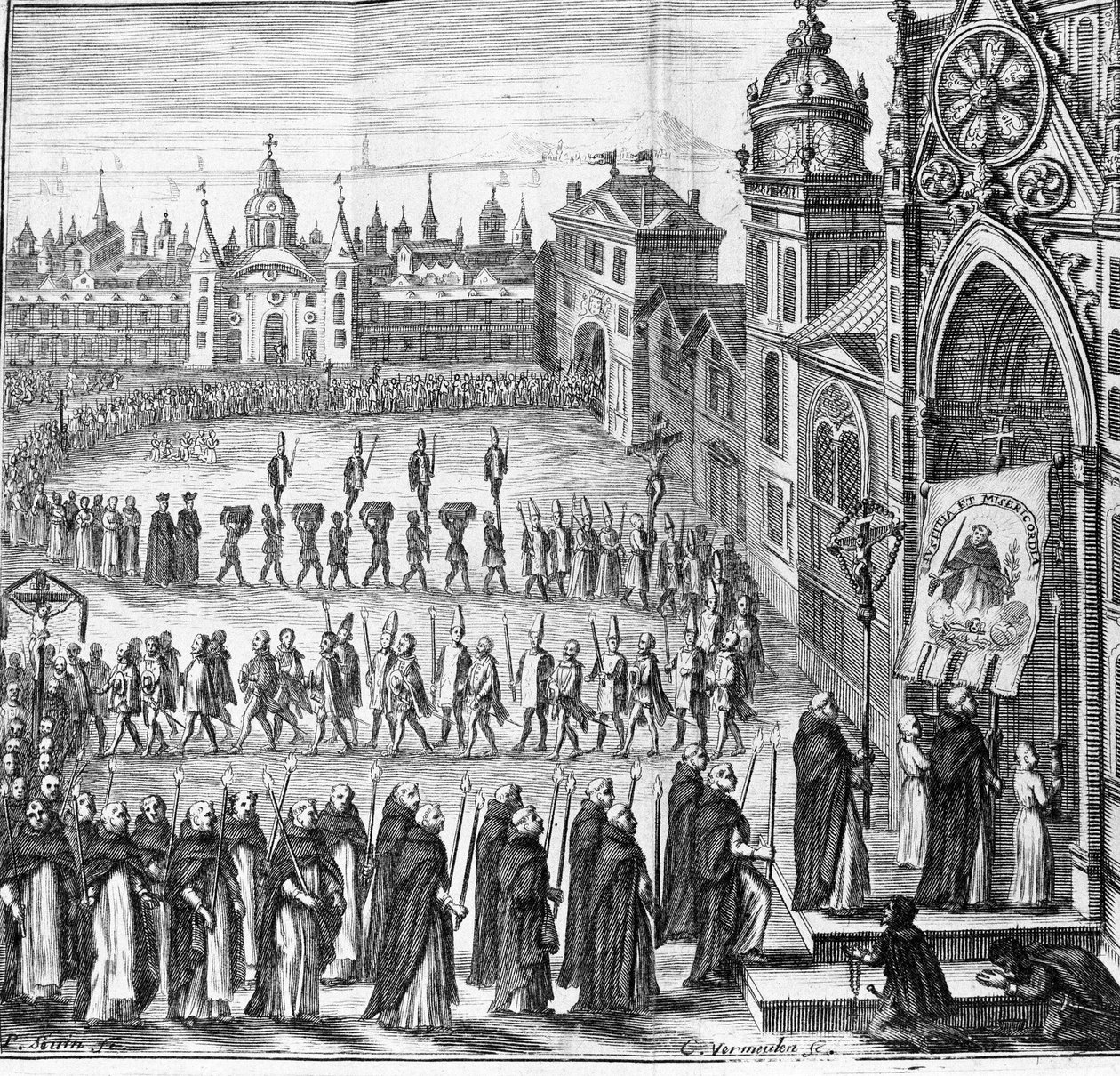 The procession of the Inquisition goes to the Tribunal. Spain. 17th century by Unknown artist