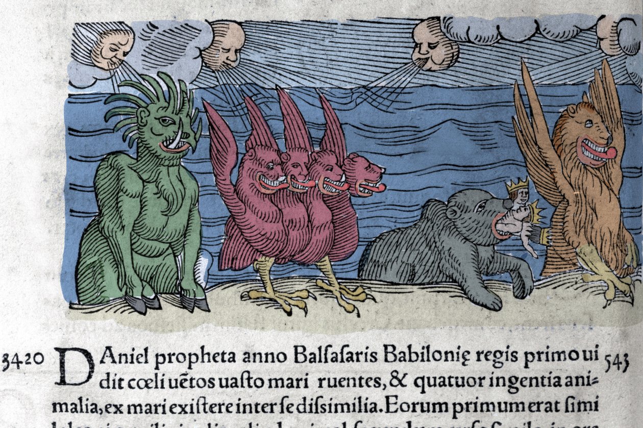 The Prophet Daniel Sees Monsters Appearing: Haniel, Kafziel, Azriel, Aniel by Unknown artist