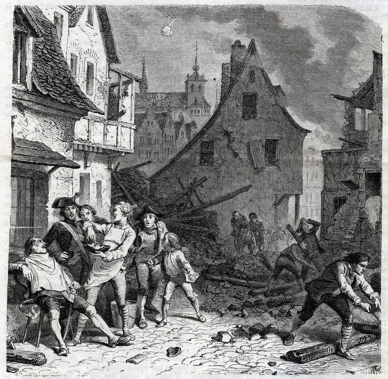 The Shaving Dish of Lille - An Episode from the Siege of Lille in 1792 - engraving by Unknown artist