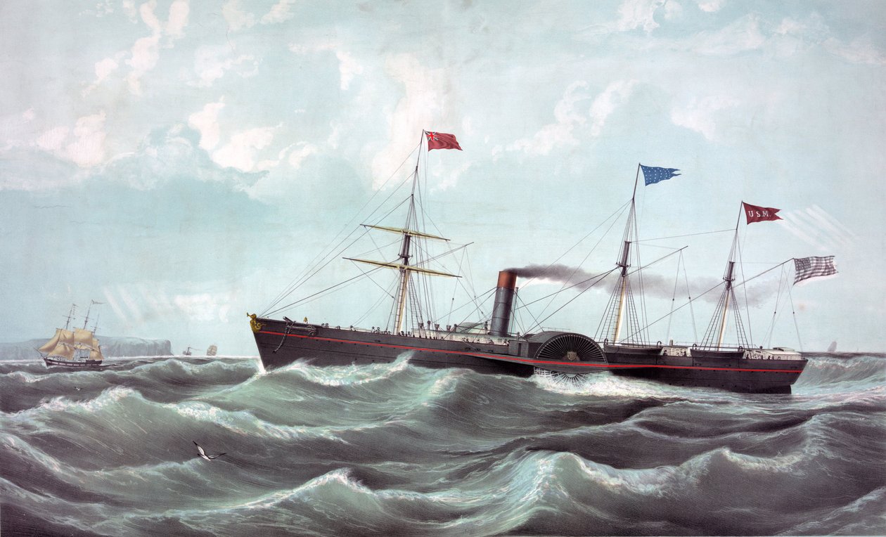 The Steamboat US Atlantic (US Mail Steamship Atlantic) (lithograph) by Unknown artist