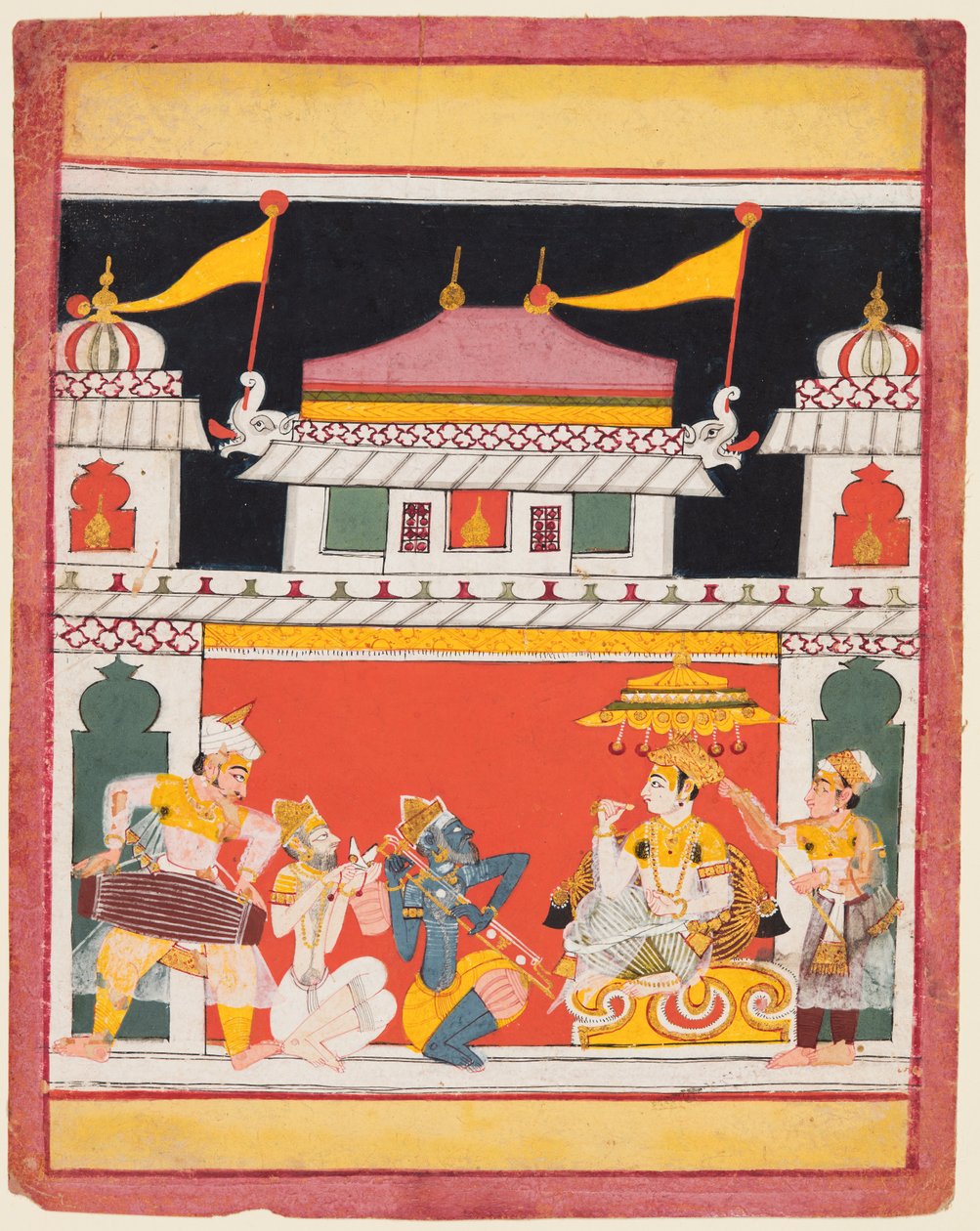 Three Musicians Perform Before a King: Shri Raga, from a Ragamala by Unknown artist
