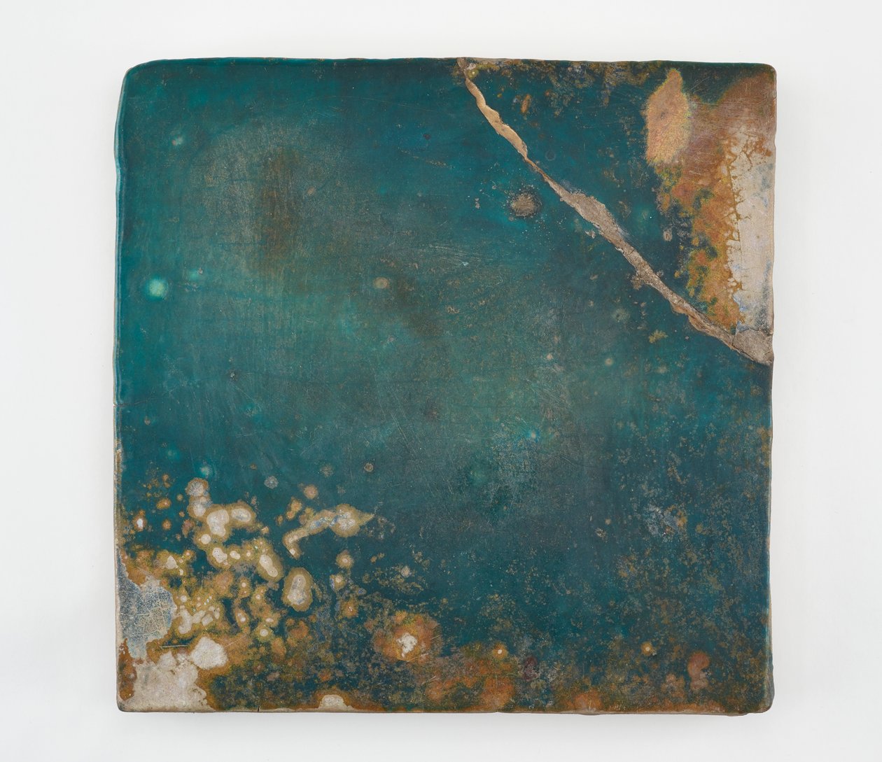Tile, Large Square. Broken Corner Rejoined by Unknown artist