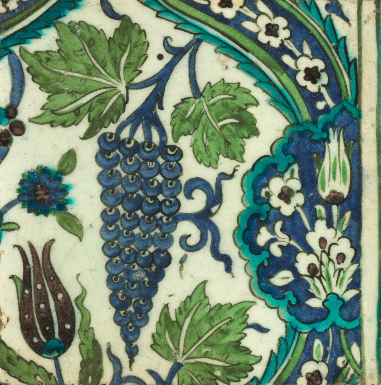 Tile with Grape Cluster by Unknown artist
