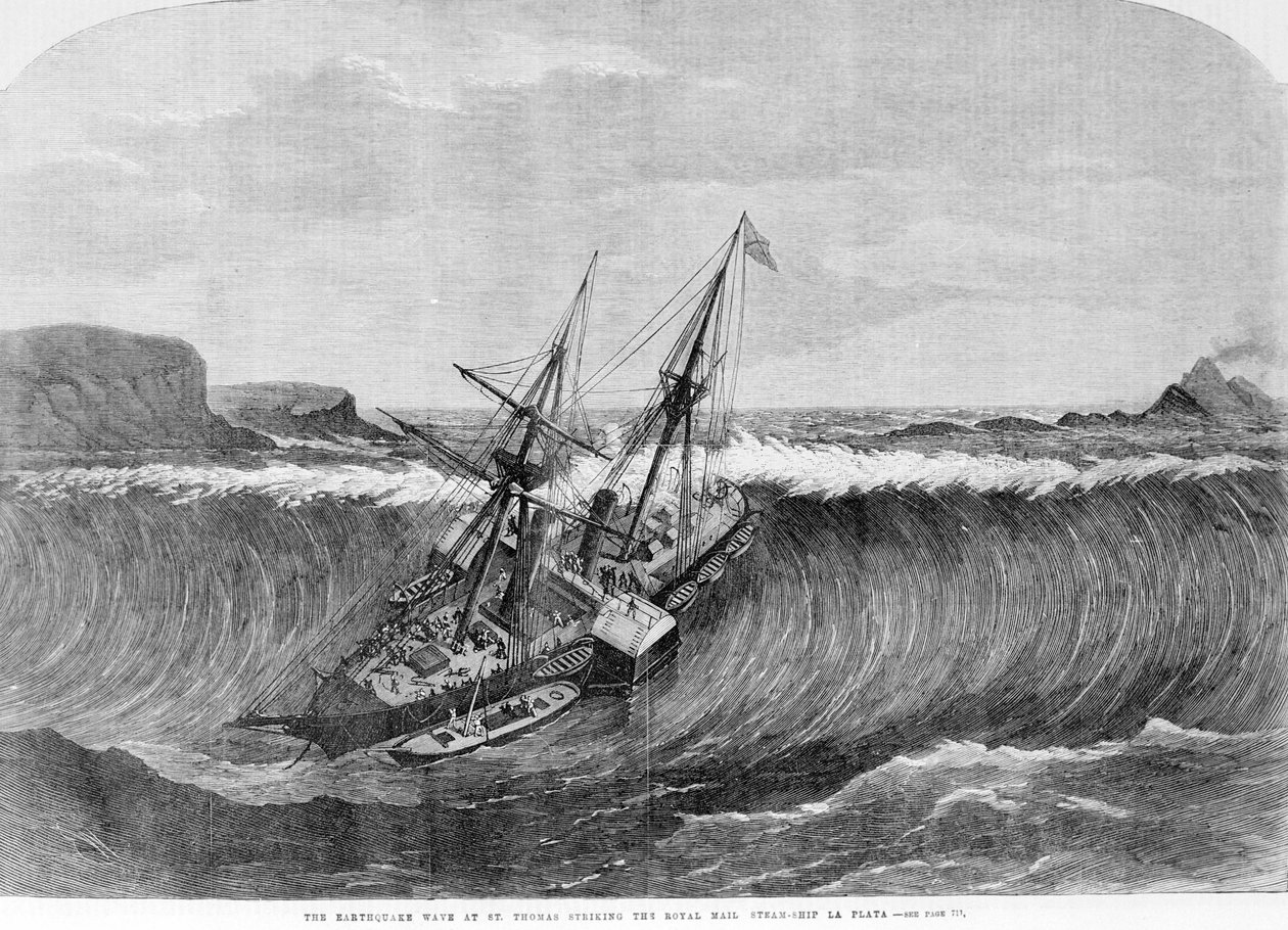 Tsunami 1867. The earthquake in Saint Thomas caused the big waves that hit the liner 
