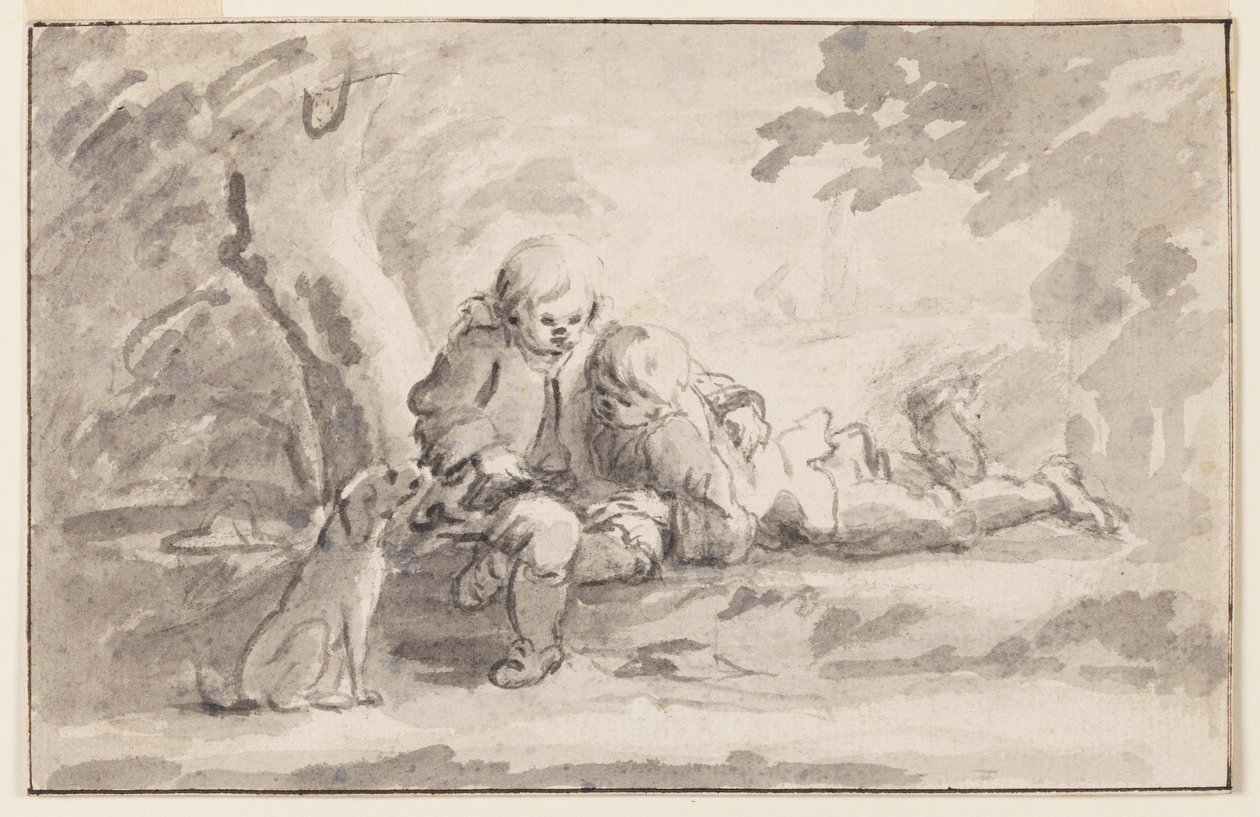 Two Boys Looking at a Book by Unknown artist