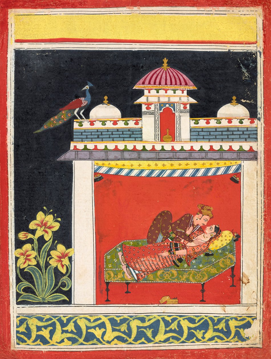 Two Lovers in a Pavilion, from an Amarushataka (Hundred Poems of Amaru), or an Unidentified Erotic Series by Unknown artist