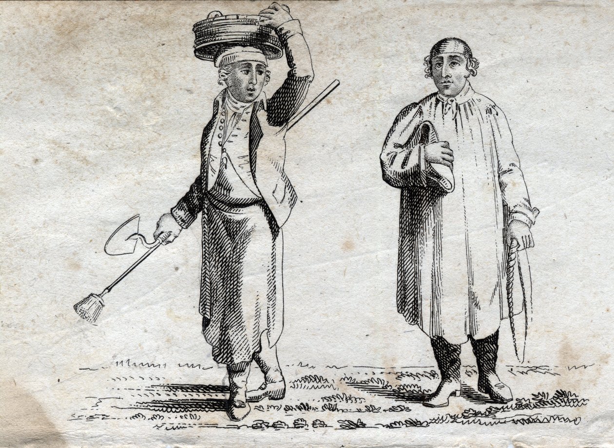 Two peasants, late 18th century engraving, private collection. by Unknown artist