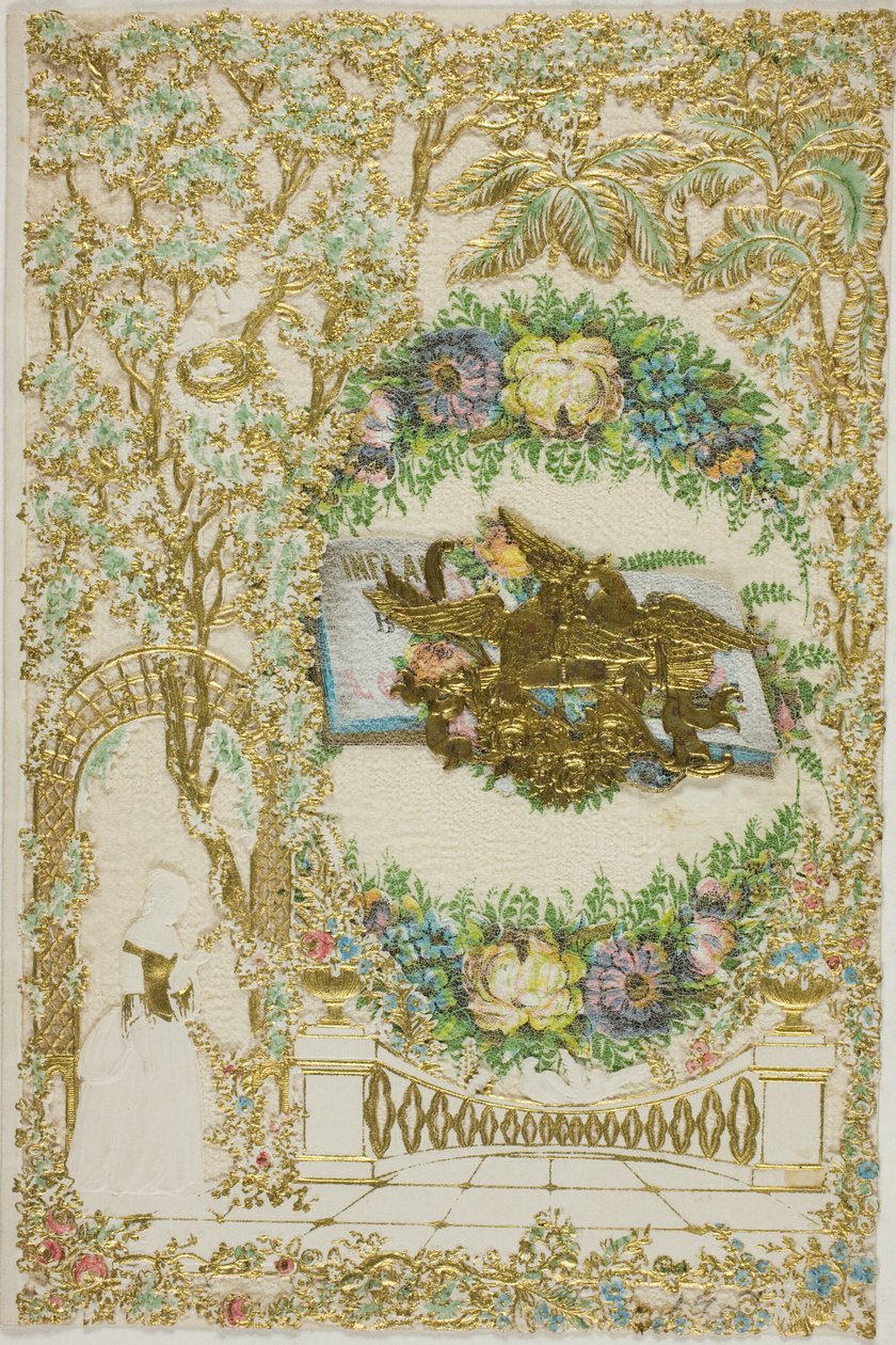 Untitled Valentine (Woman in Garden) by Unknown artist