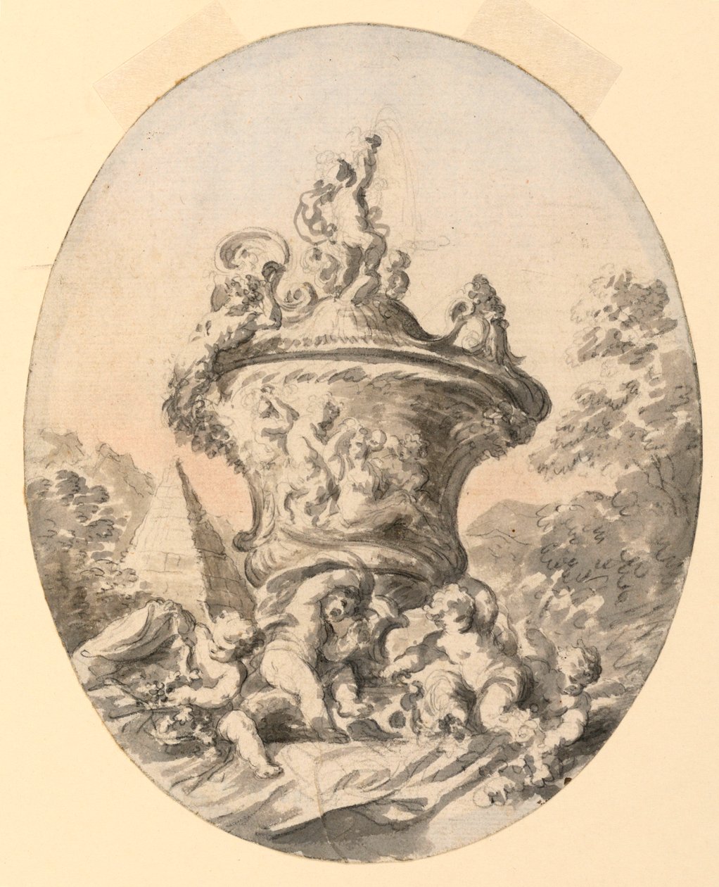 Vase in Landscape by Unknown artist