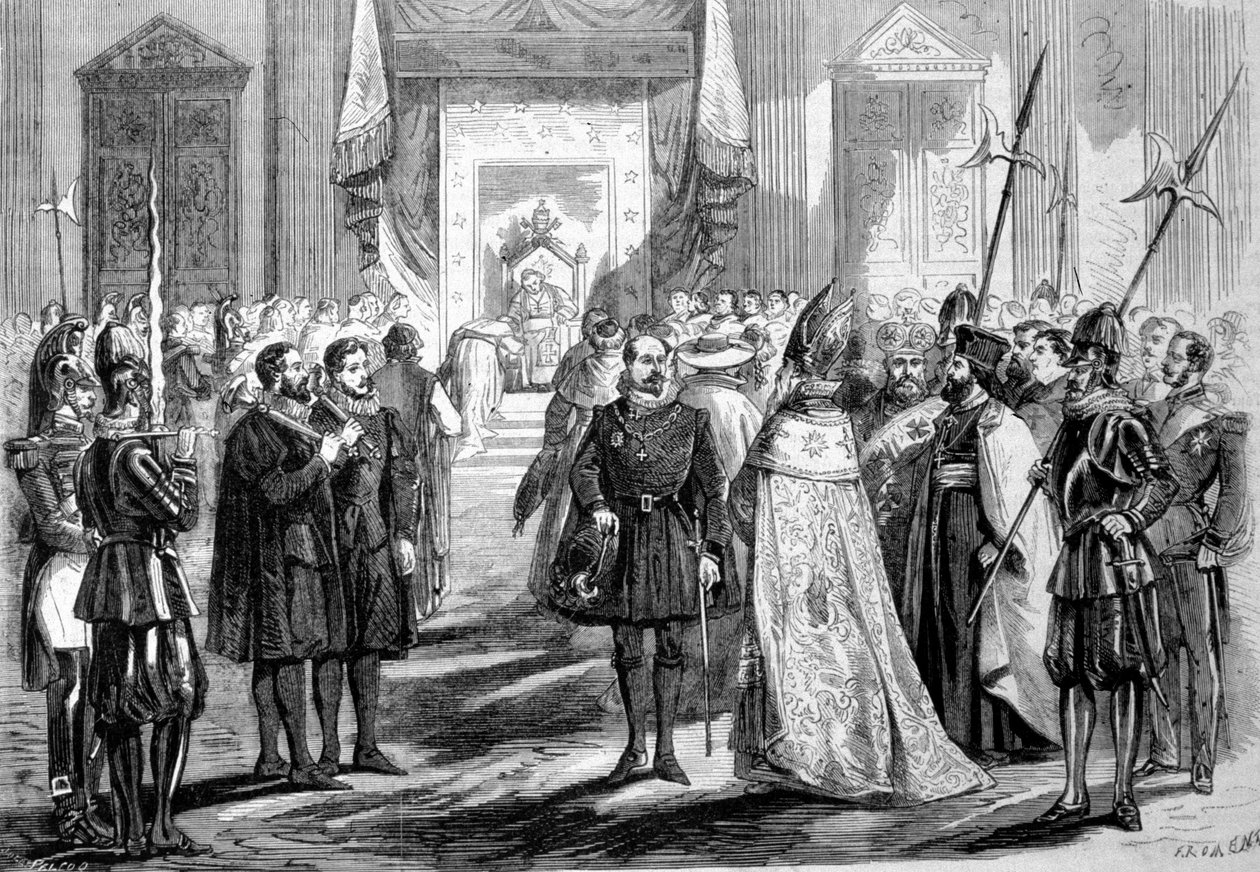 Vatican Council I Rome. Pope giving audience to the Father of the Council. 1869 by Unknown artist