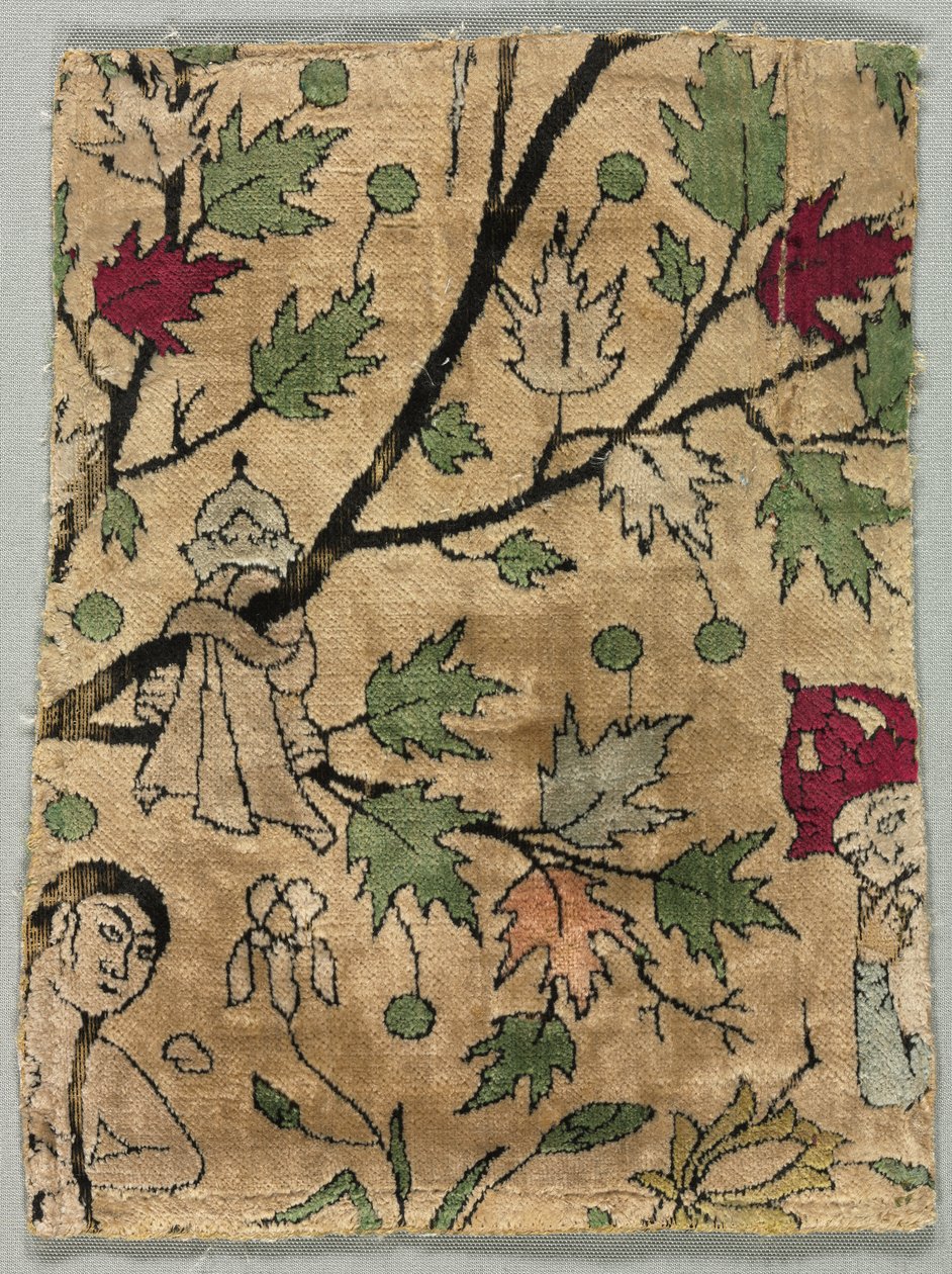Velvet Fragment, Khusrau Sees Shirin Bathing by Unknown artist