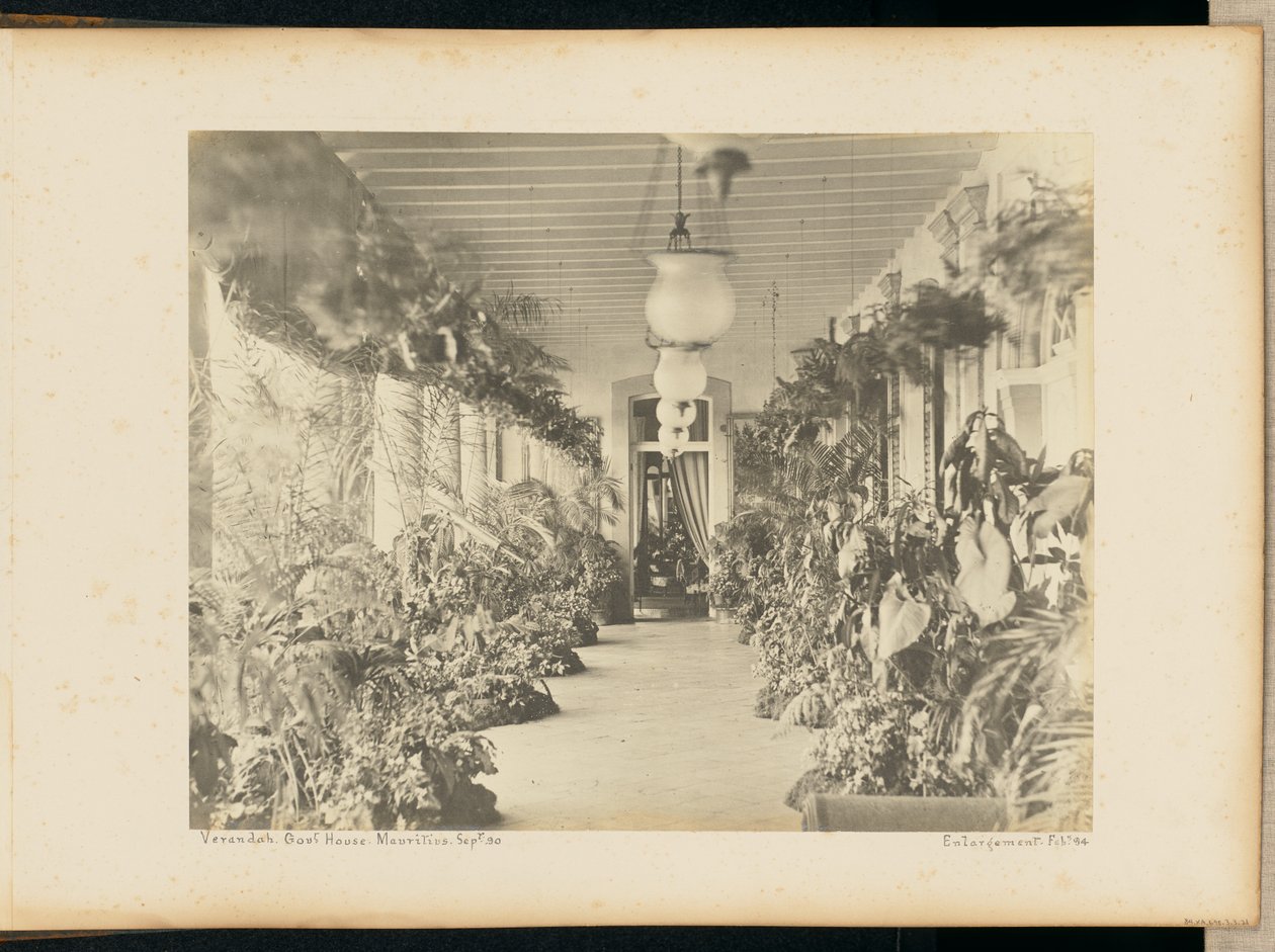 Verandah, Government House, Mauritius by Unknown artist