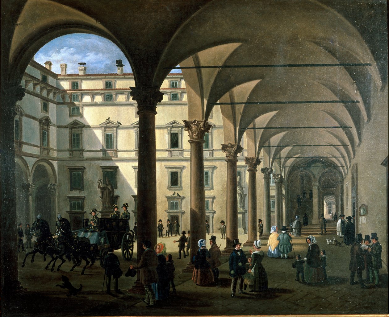 View of Arcivescovado court in Milan by Unknown artist