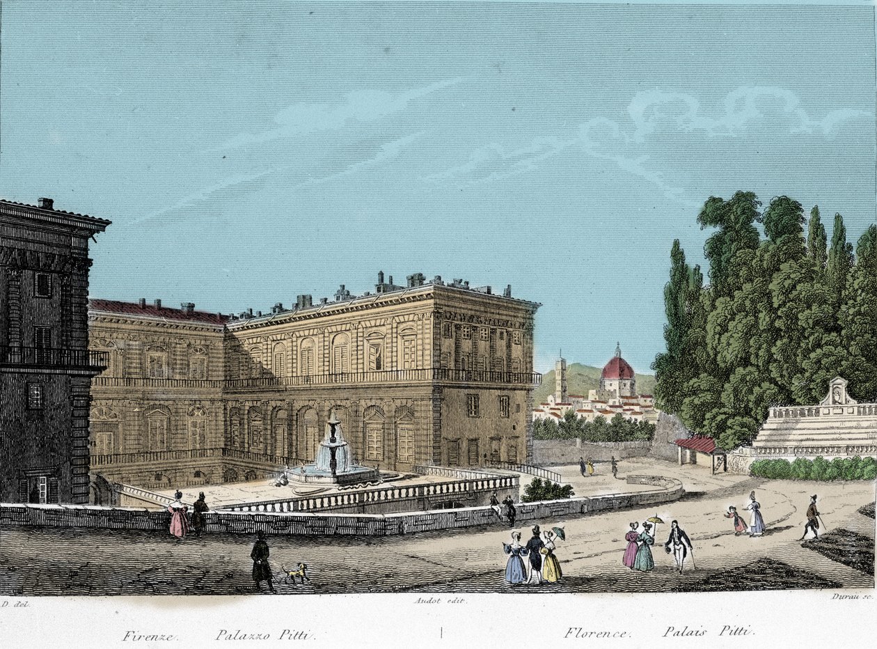 View of Pitti Palace in Florence. 19th century by Unknown artist