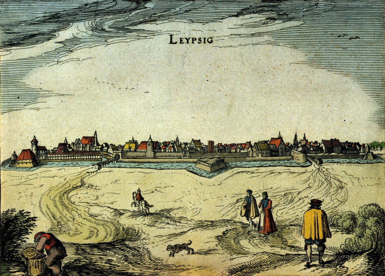 View of the city of Leipzig in Germany. 18th century engraving by Unknown artist