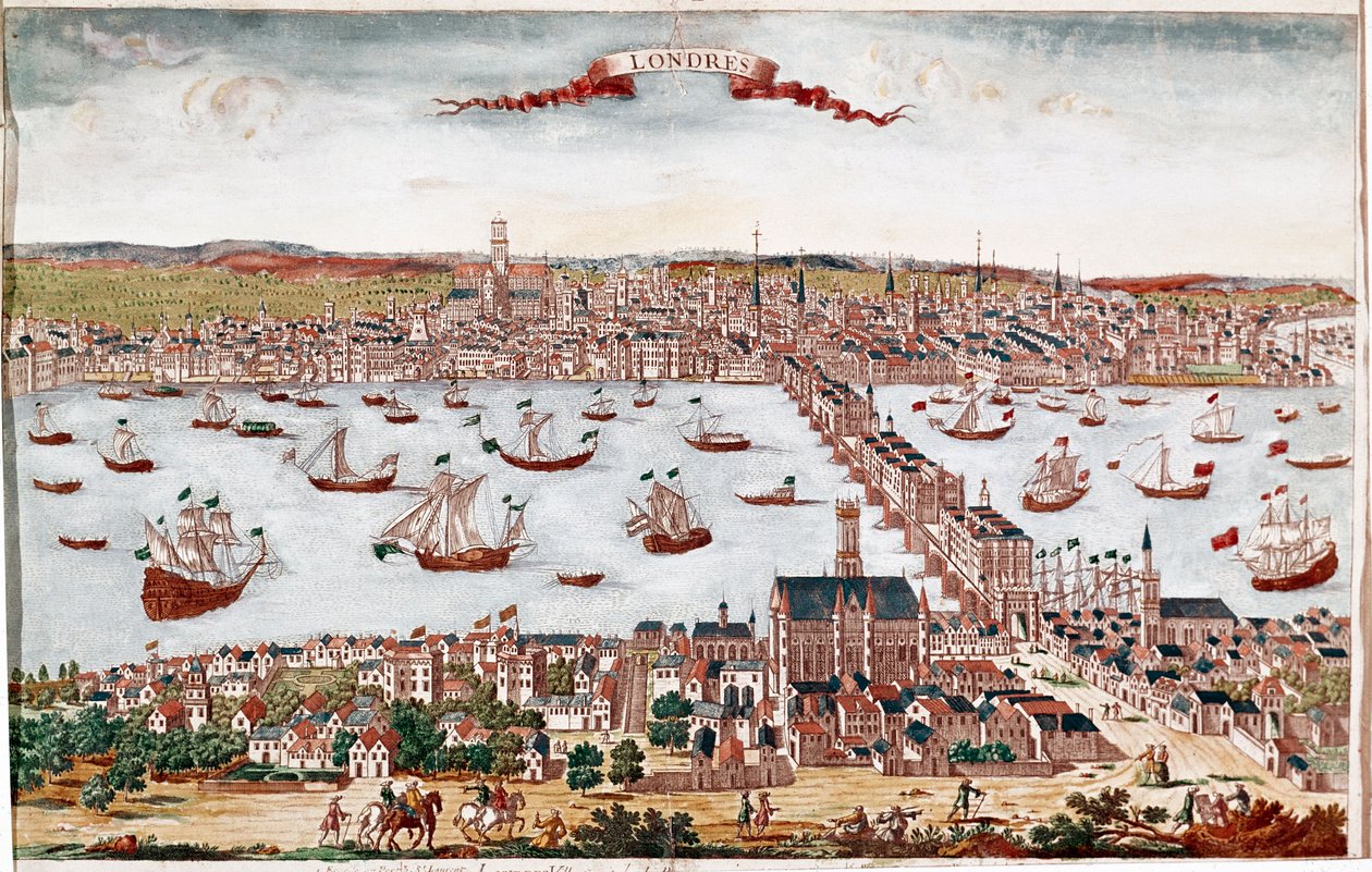 View of the city of London and the river Thames by Unknown artist