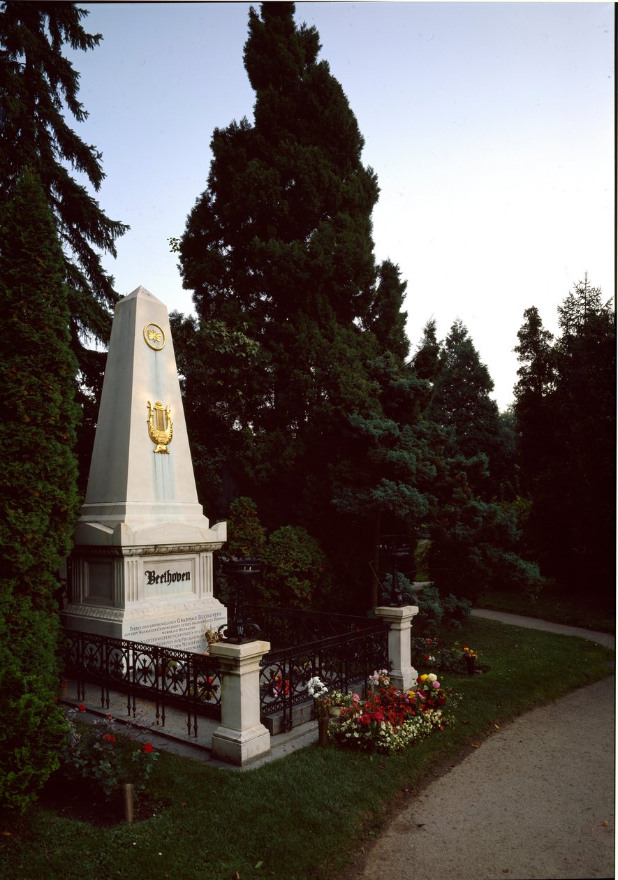 View of the Tomb of Ludwig van Beethoven (1770-1827) at the Central Cemetery of Vienna, Austria by Unknown artist