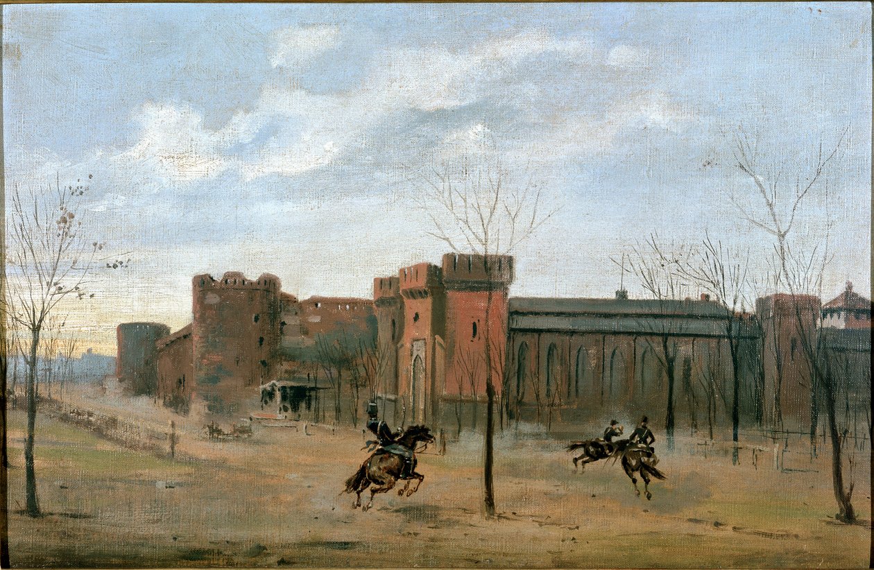 View Over Sforza Castle with Cavalry Training by Unknown artist