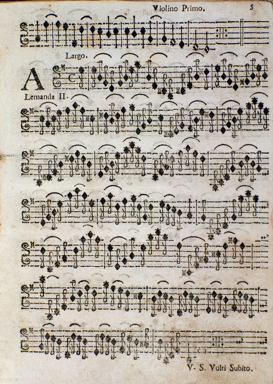 Sheet music page for Balletto a 3, op. 3 by Tomaso Albinoni by Unknown artist