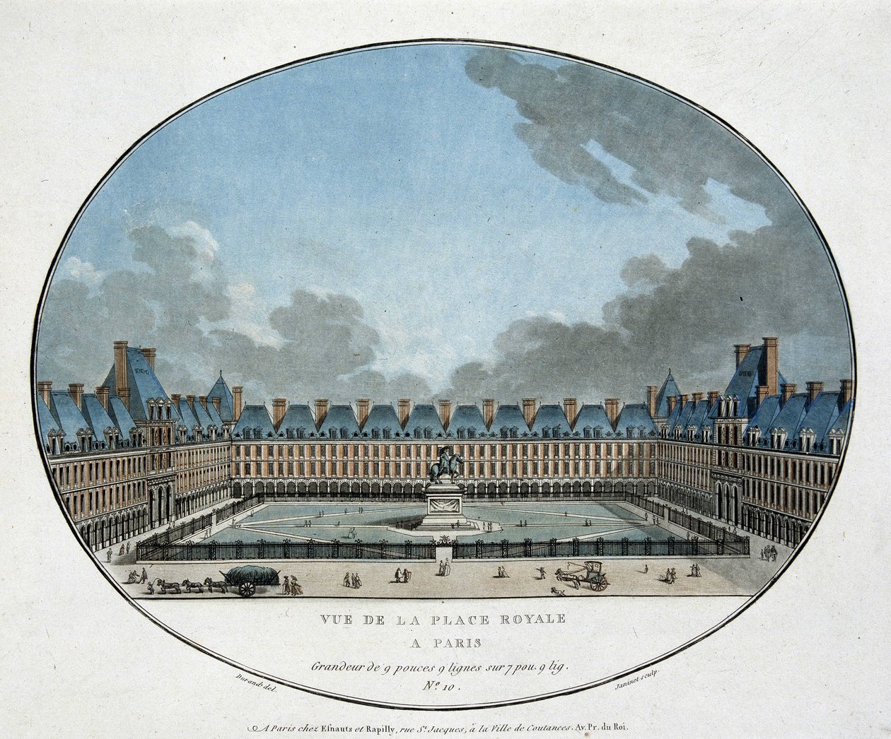 View of the Place Royale in Paris (Place des Vosges). engraving 18th century by Unknown artist