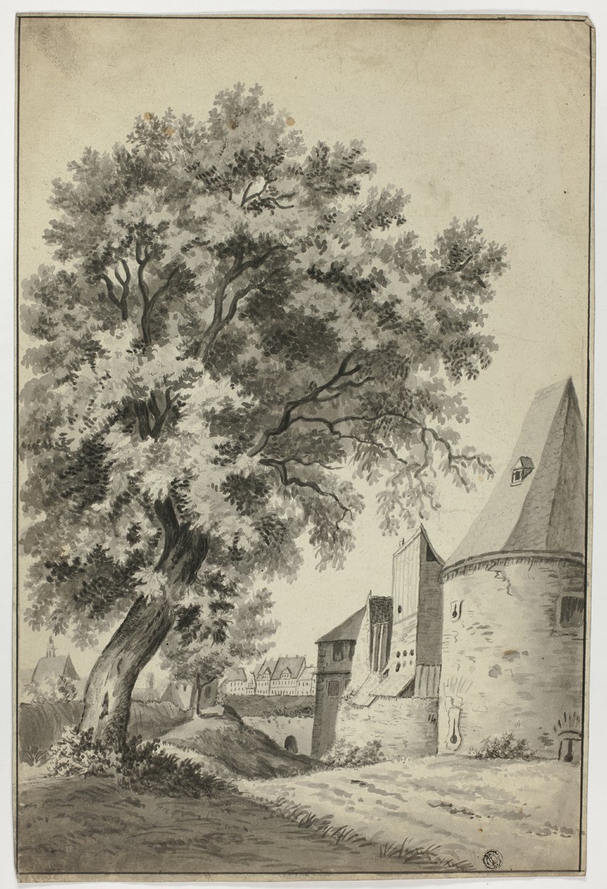 Walled Village and Tall Tree by Unknown artist