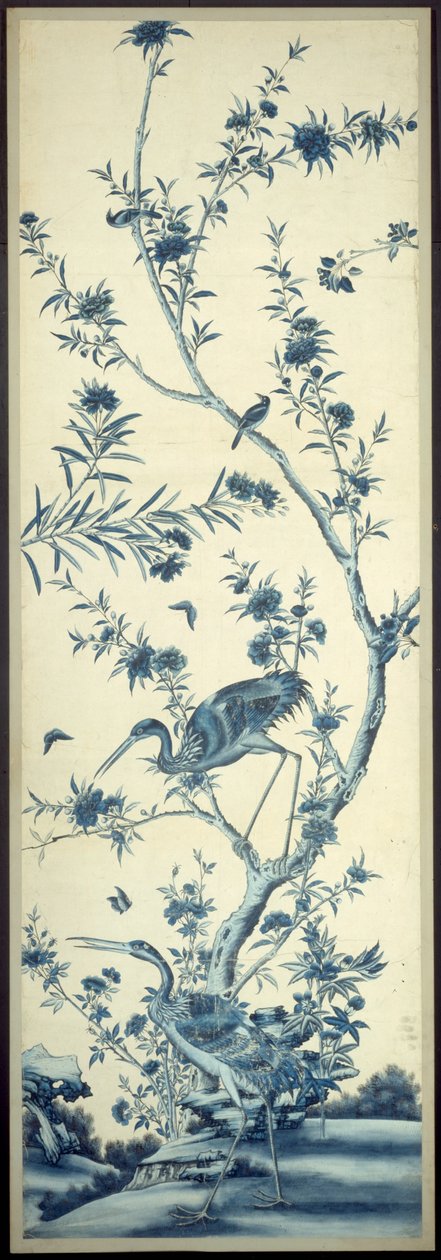 Wallpaper Panel with Birds and Flowering Trees by Unknown artist