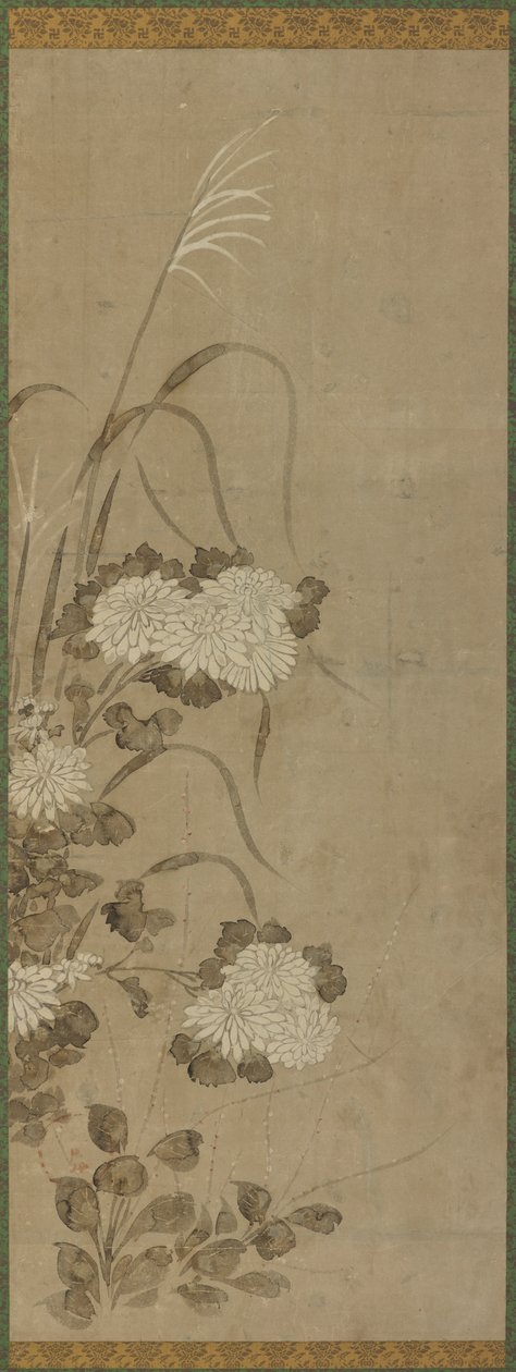 White Chrysanthemums and Grasses by Unknown artist
