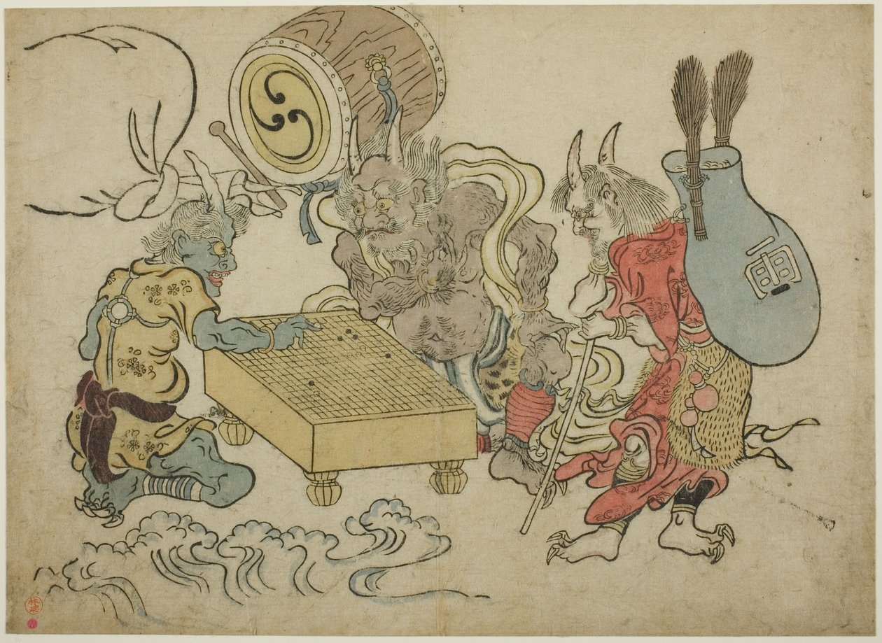 Wind and Thunder God Playing Go by Unknown artist