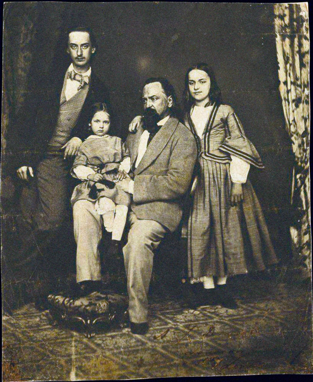 Alexander Herzen with his children after the death of his wife Natalie by Unknown photographer