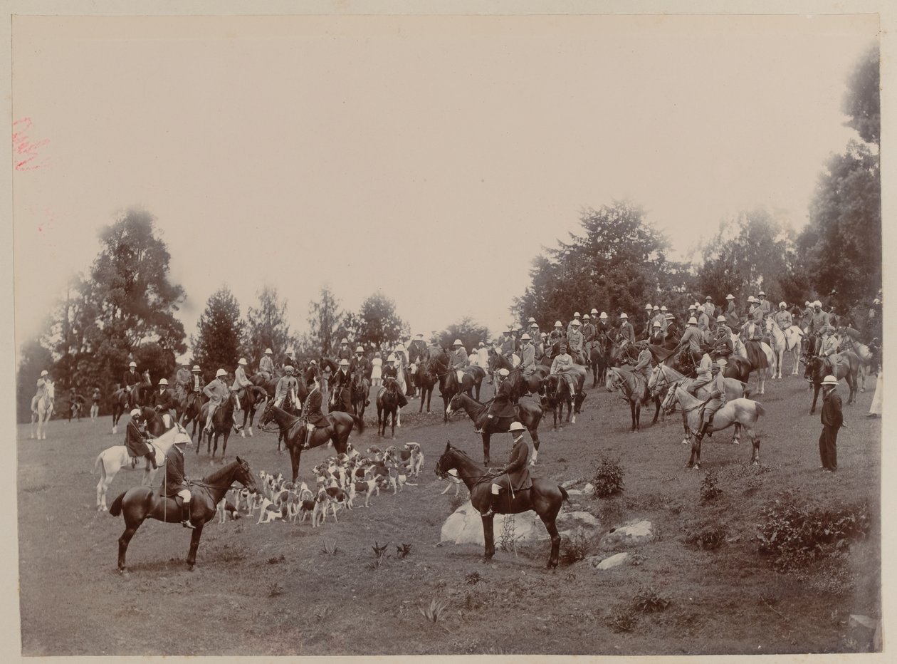 British and Indian riders at a meeting of the Ootacamund Hunt by Unknown photographer