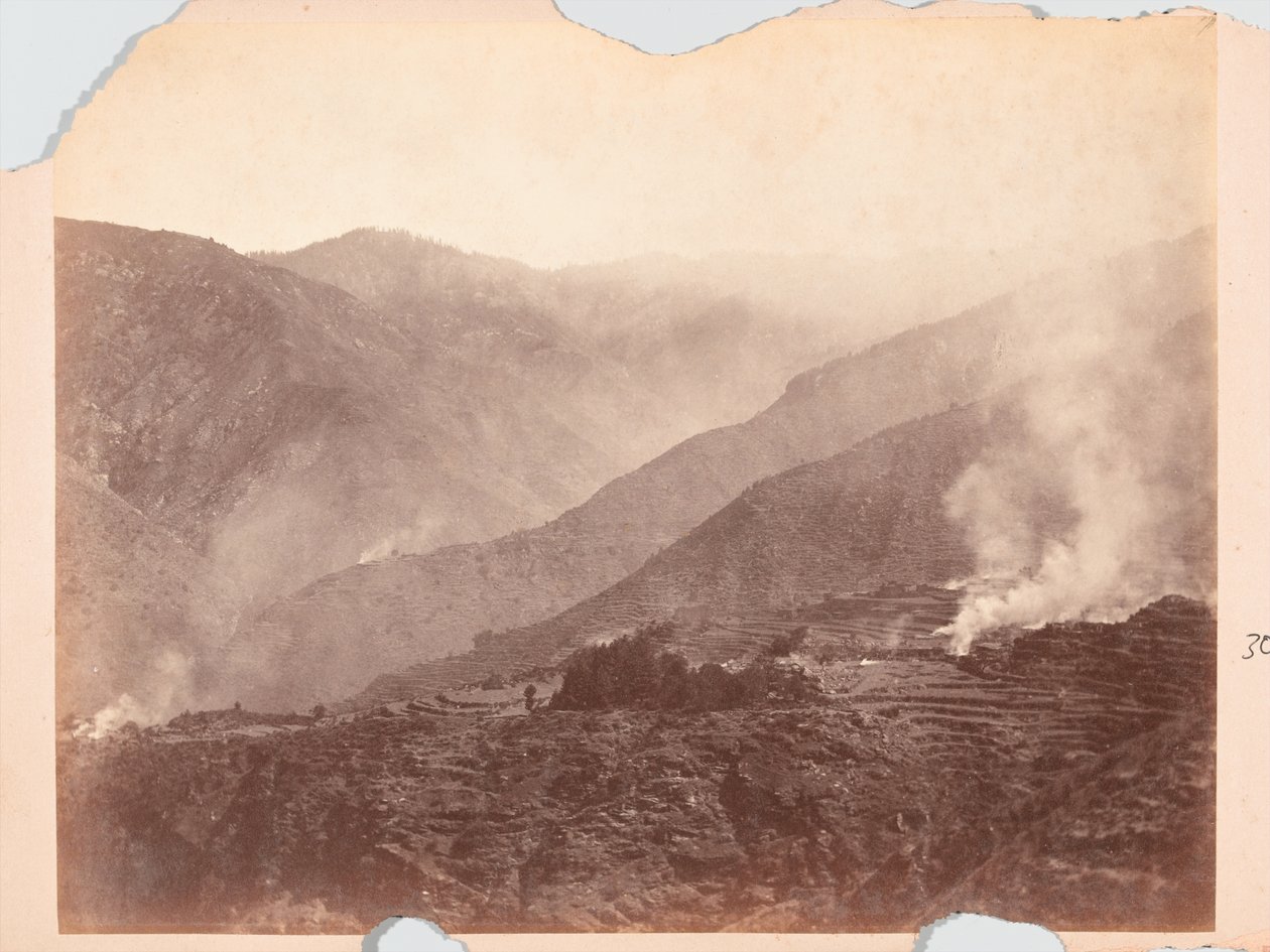 Burning Village, Black Mountain Expedition by Unknown photographer