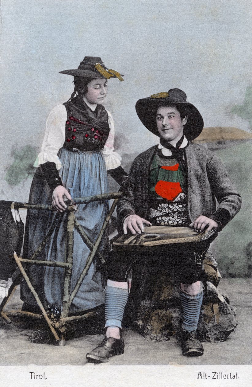 Couple in traditional costume, Alt - Zillertal, Tyrol by Unknown photographer