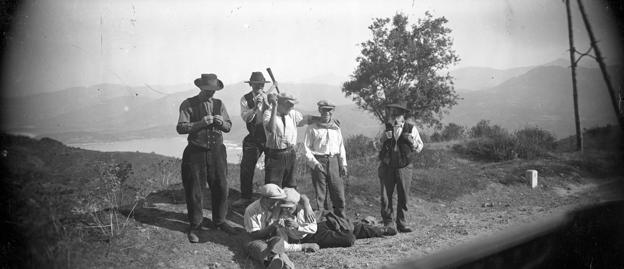 Corsican Inhabitants Pose at the Edge of a Road by Unknown photographer