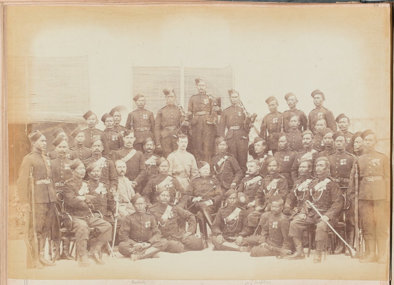 Gurkha NCOs and Riflemen of the 4th Gurkha (Rifle) Regiment by Unknown photographer