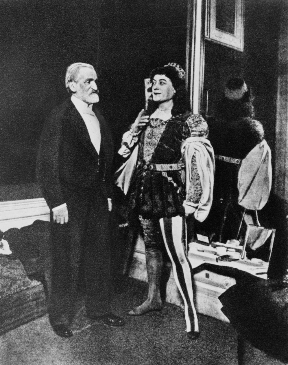 Giuseppe Verdi and Victor Maurel (in Iago) in February 1887 at the Scala in Milan after the Premiere of Otello by Unknown photographer