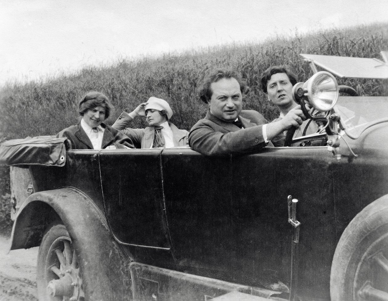 Helene Berg, Alma Mahler, Franz Werfel and Alban Berg Photographed in Car by Unknown photographer