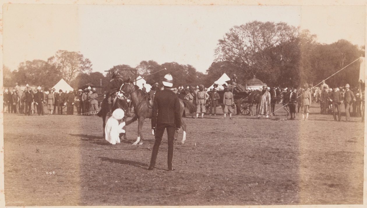 Indian sowar falling from his horse by Unknown photographer