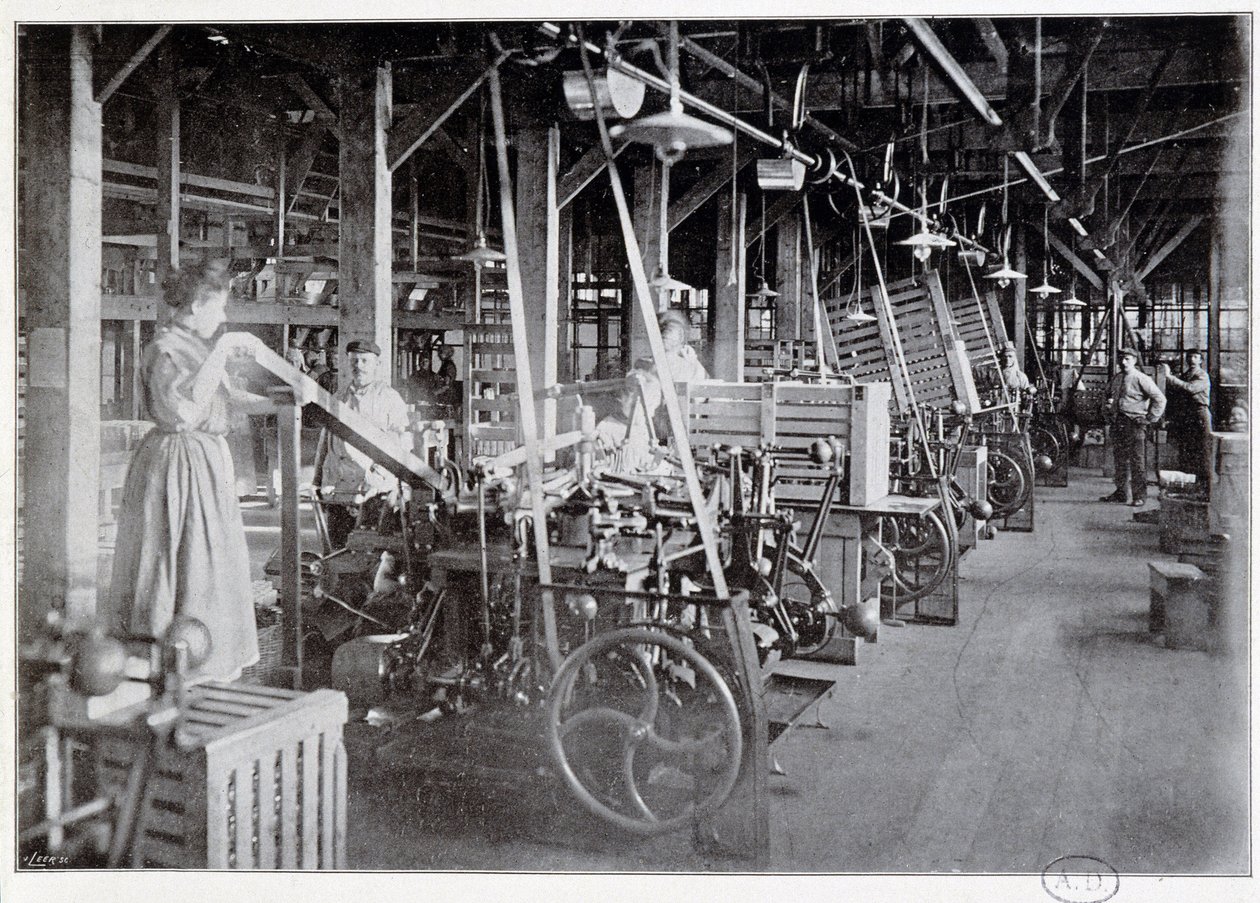 Manufacture of packaging at the Van Houten chocolate factory - photography, late 19th century by Unknown photographer