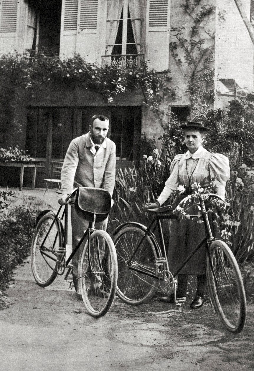 Pierre and Marie Curie in their garden by Unknown photographer