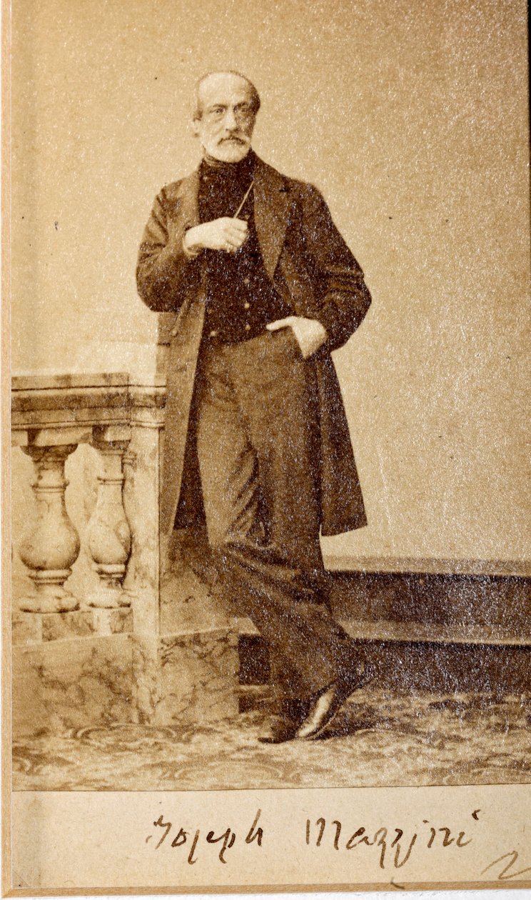 Portrait of Giuseppe Mazzini, with Autograph (b/w Photo) by Unknown photographer