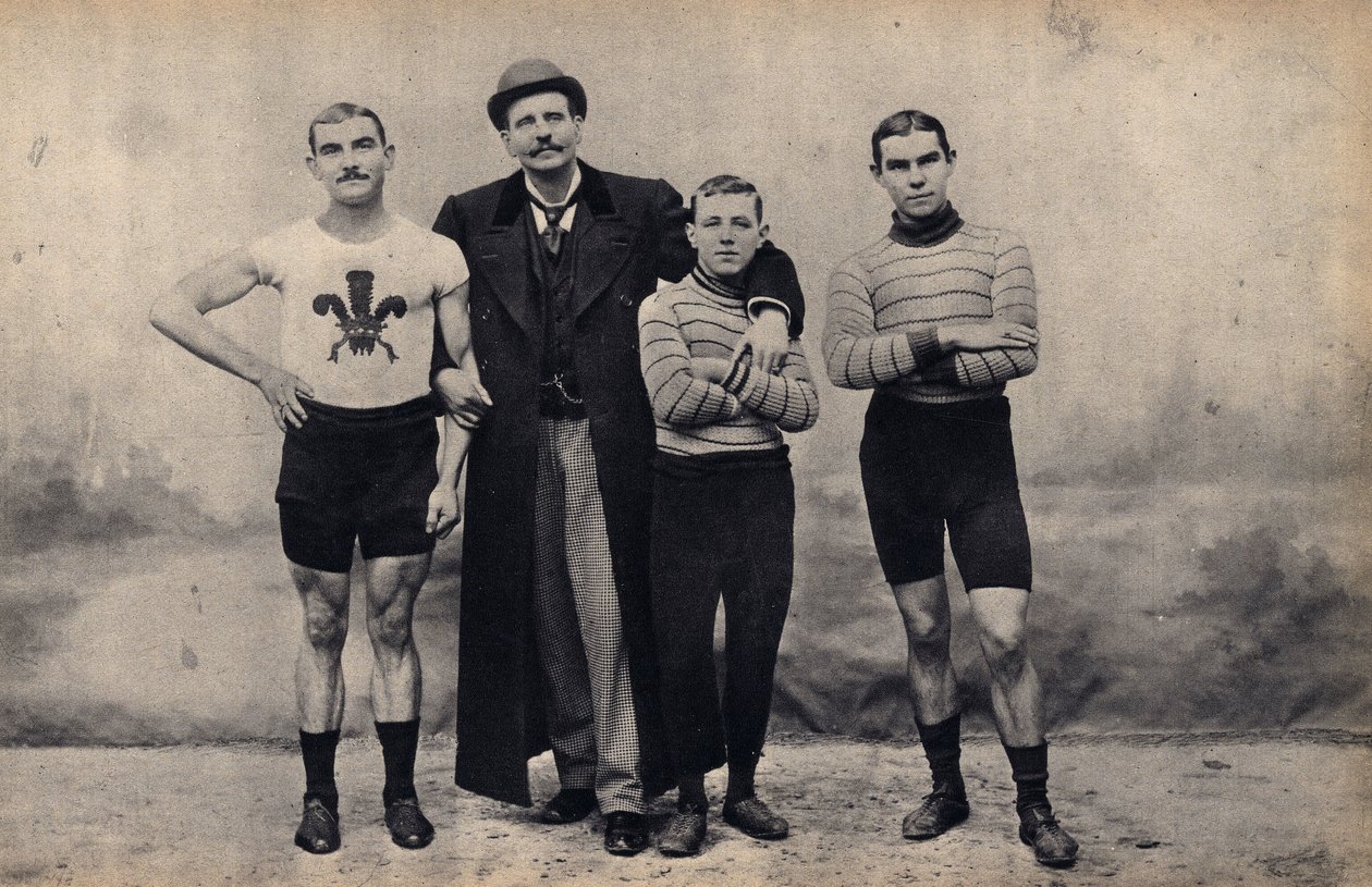Portrait of the Gladiator cycle team. Photography, late 19th century, Paris. Coll. Selva by Unknown photographer