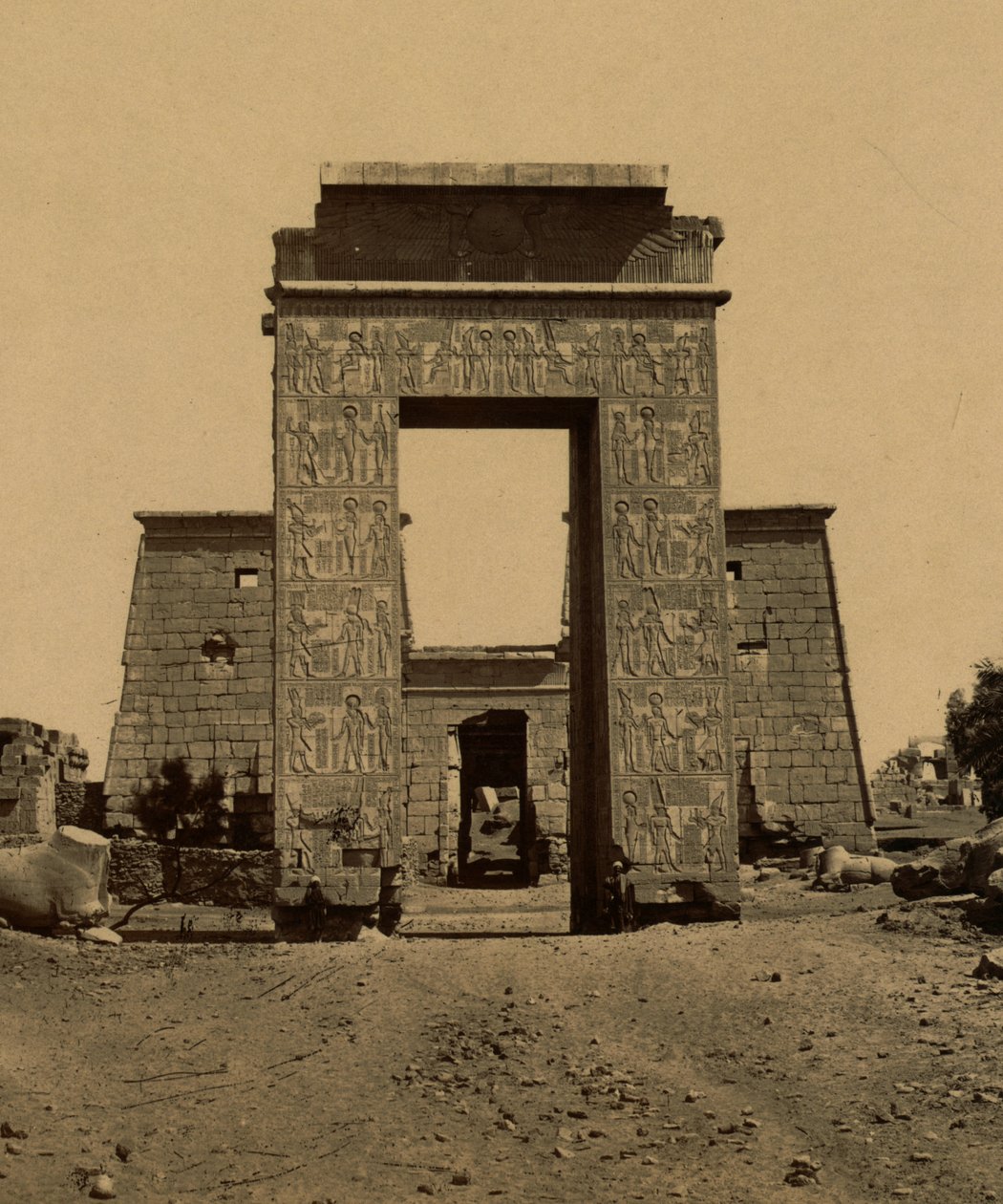 Propylon and Pylon in the Valley of the Rams, Temple of Ramses IV in Thebes, 1880 by Unknown photographer