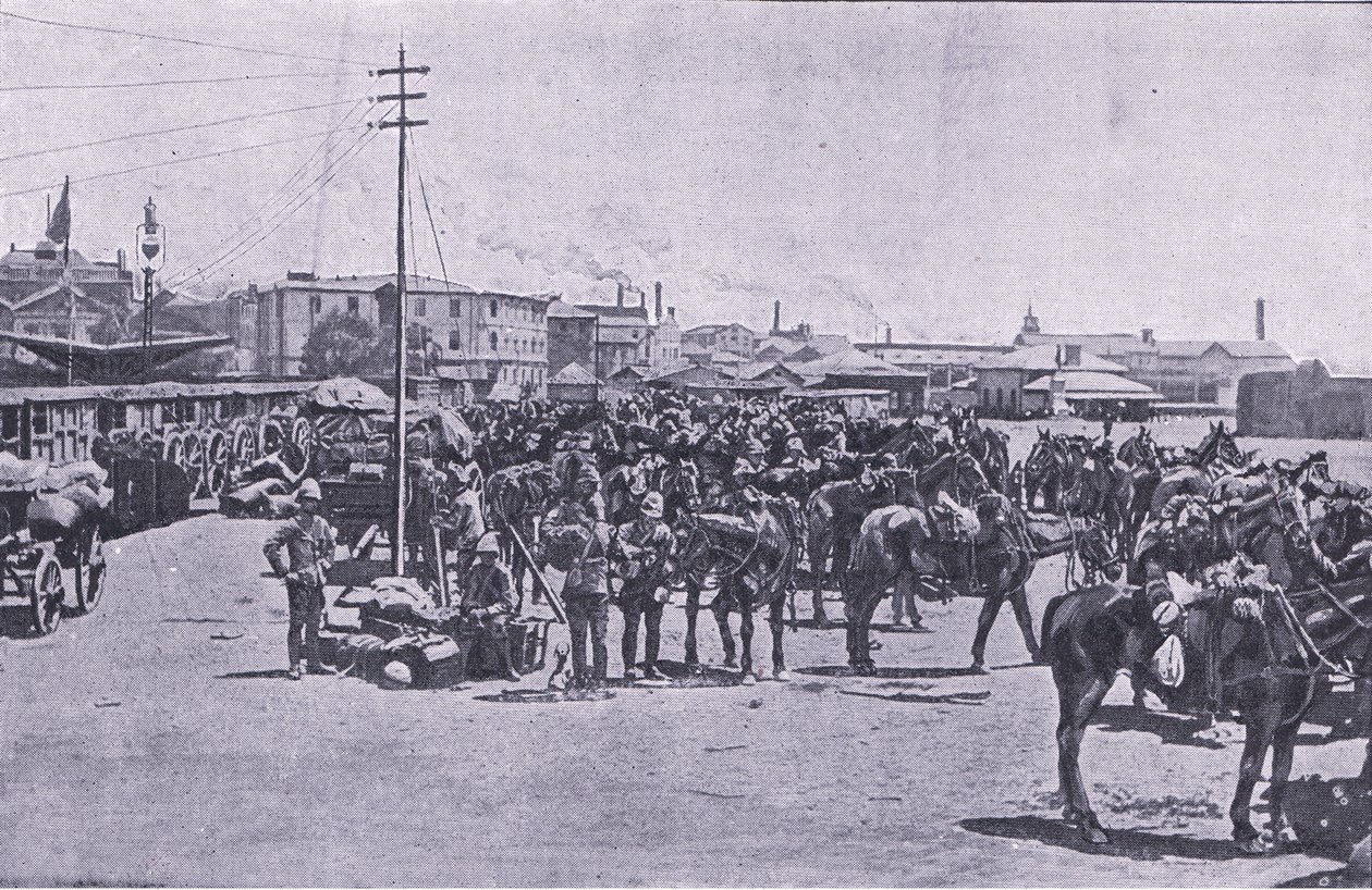 Reinforcements Disembarking at Capetown, from After Pretoria: The Guerilla War Published by Harmsworth Bros Limited by Unknown photographer