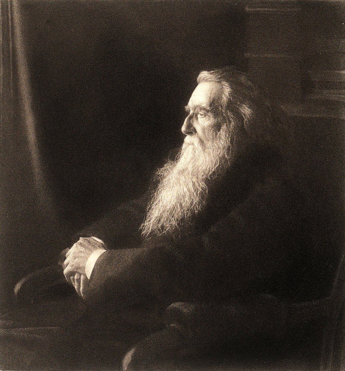 Reproduction of a photograph depicting the English art critic, John Ruskin by Unknown photographer
