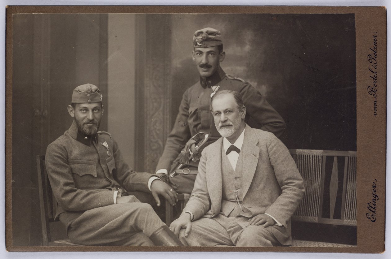 Sigmund Freud with His Sons, Ernst and Martin Wearing Military Uniforms, c.1916 by Unknown photographer