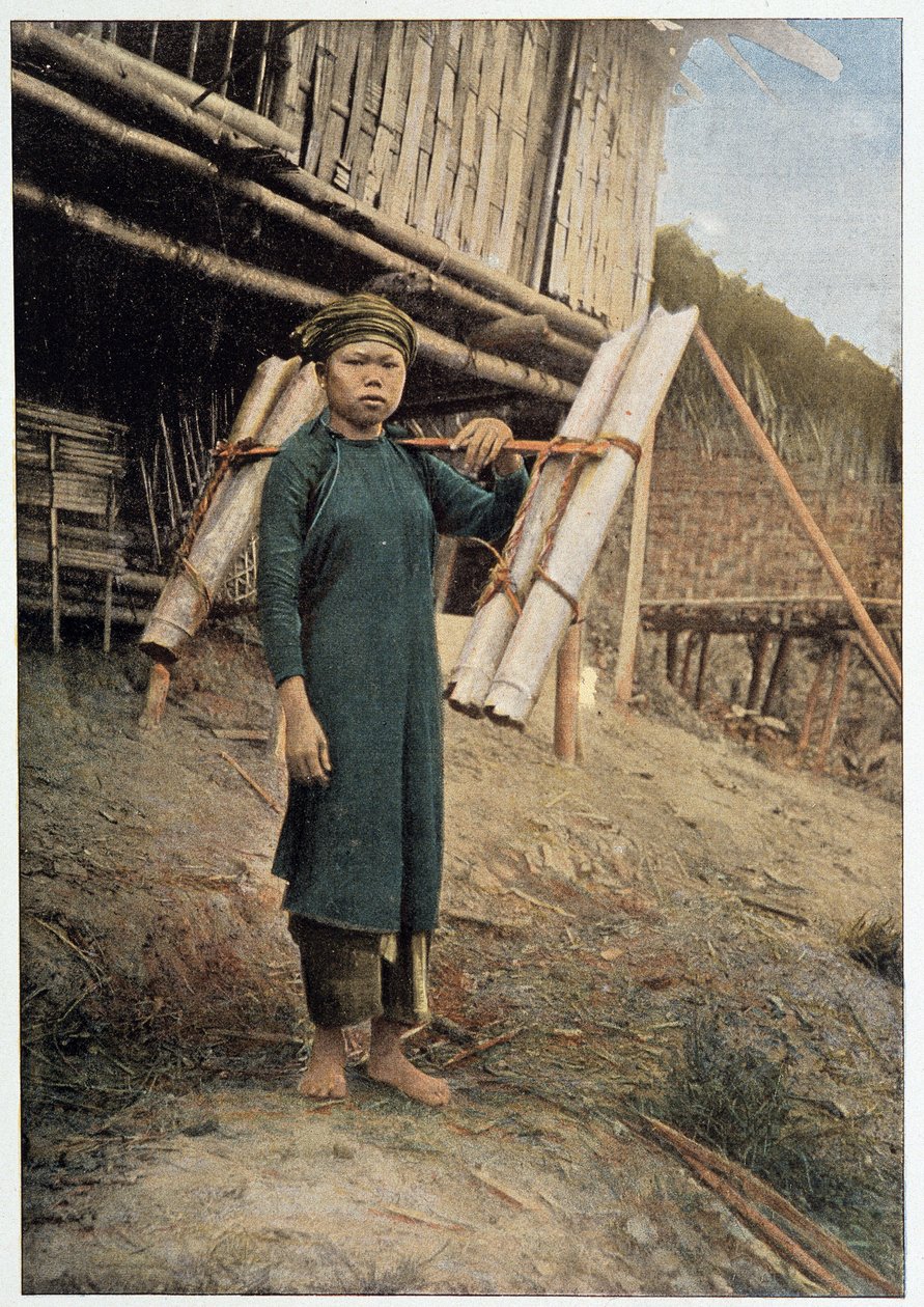 Water carrier in Tonkin, Vietnam, circa 1898 - photography by Unknown photographer