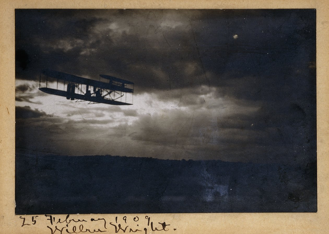 Wilbur Wright in Flight, with Autograph Signature 